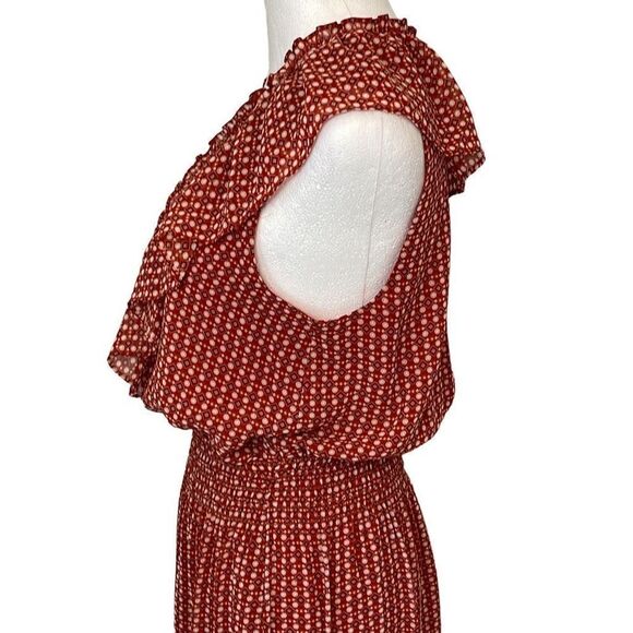 Max Studio Womens Maxi Dress Tiered Ruffle Elastic Waist Burnt Orange Size Small - Picture 3 of 12